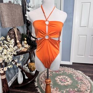 Zara, cut-out orange top. Size L.